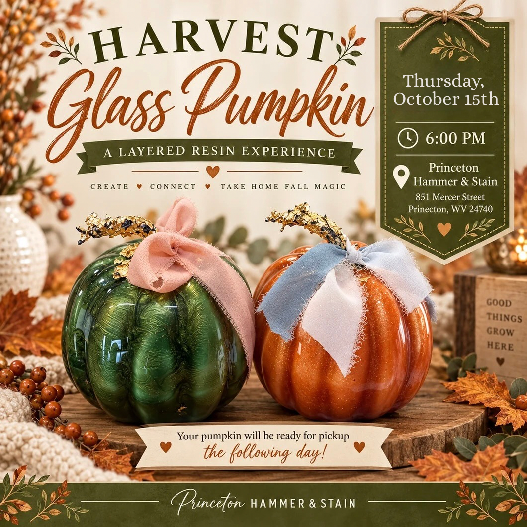 10/15/26 Harvest Glass Pumpkin: A Layered Resin Experience 5:00 PM