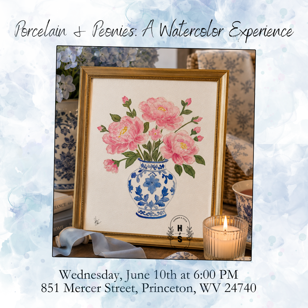 6/10/26 Porcelain & Peonies: A Watercolor Experience 6:00 PM