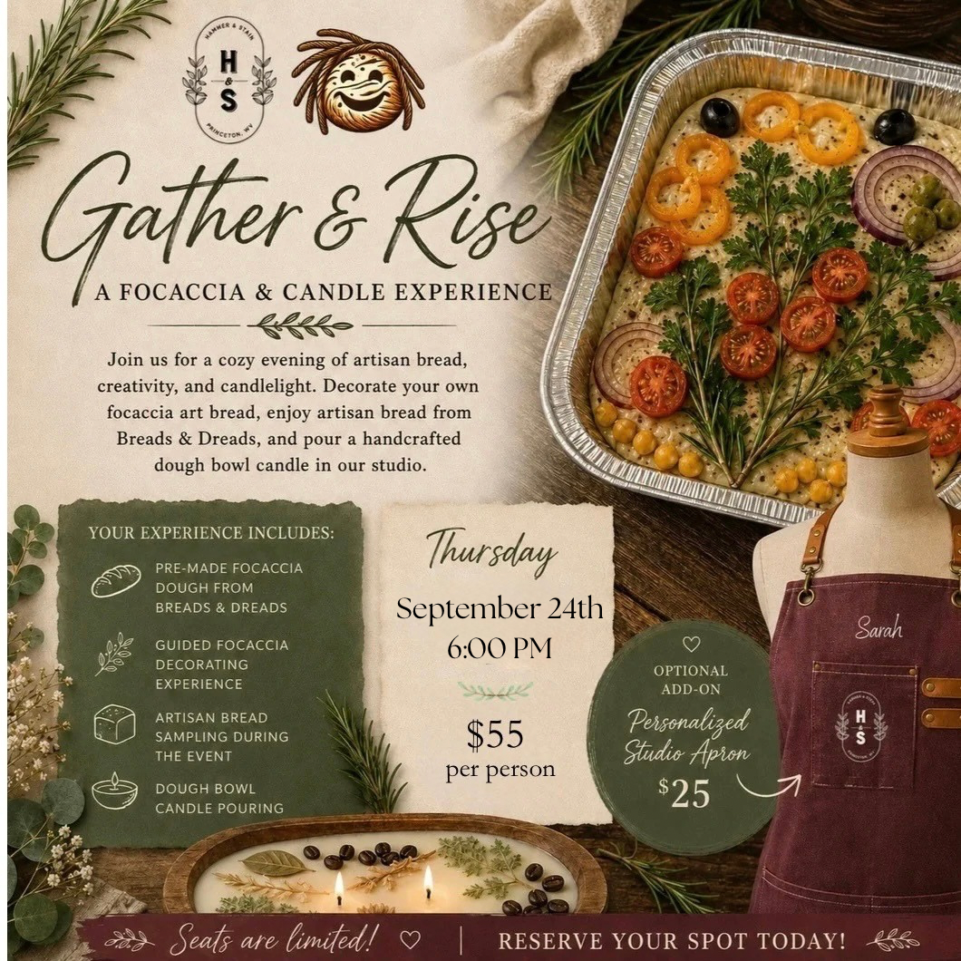 09/24/26 Gather & Rise: A Focaccia & Candle Experience 6:00 PM
