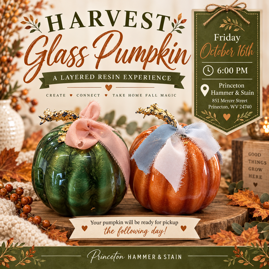 10/16/26 Harvest Glass Pumpkin: A Layered Resin Experience 6:00 PM
