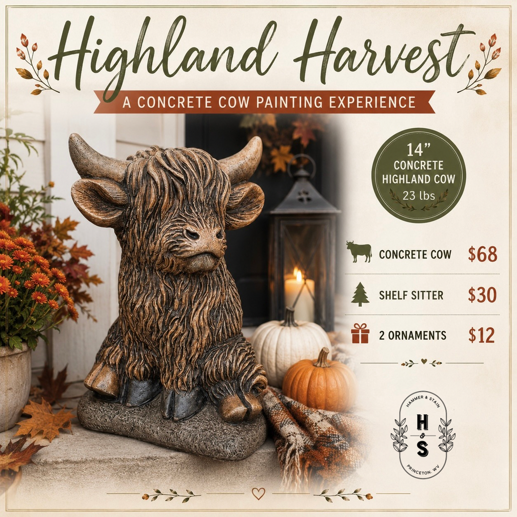10/05/26 Highland Harvest: A Concrete Cow Painting Experience 6:00 PM