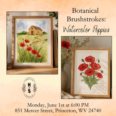6/01/26 Botanical Brushstrokes: Watercolor Poppies 6:00 PM