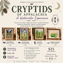 7/16/26 Cryptids of Appalachia: A Watercolor Experience 6:00 PM