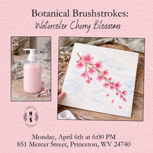 4/06/26 Botanical Brushstrokes:Watercolor Cherry Blossoms 6:00 PM