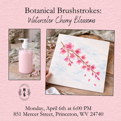 4/06/26 Botanical Brushstrokes:Watercolor Cherry Blossoms 6:00 PM