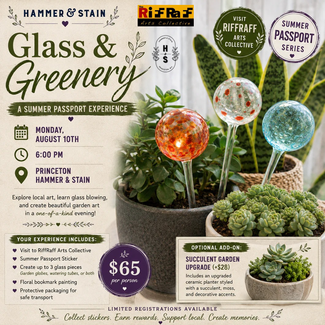 8/10/26 Glass & Greenery: A Summer Passport Experience 6:00 PM