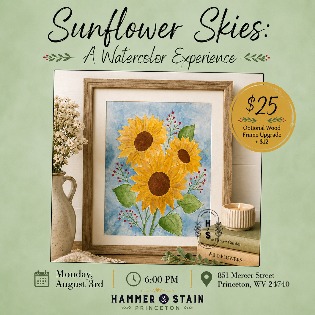 08/03/26 Sunflower Skies: A Watercolor Experience 6:00 PM
