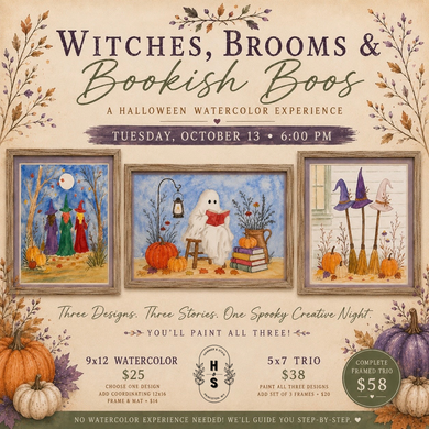 10/13/26 Witches, Brooms & Bookish Boos: A Halloween Watercolor 6:00 PM