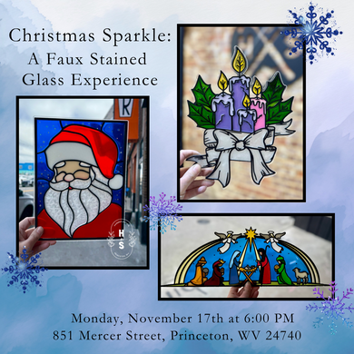 11/17/25 Christmas Sparkle: A Faux Stained Glass Experience 6:00 PM