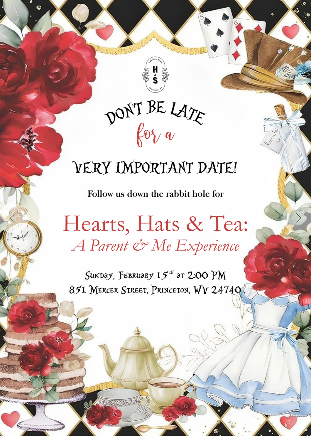 2/15/26 Hearts, Hats & Tea: A Parent & Me Experience 2:00 PM
