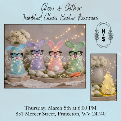 3/05/26 Glow & Gather: Tumbled Glass Easter Bunnies 6:00 PM